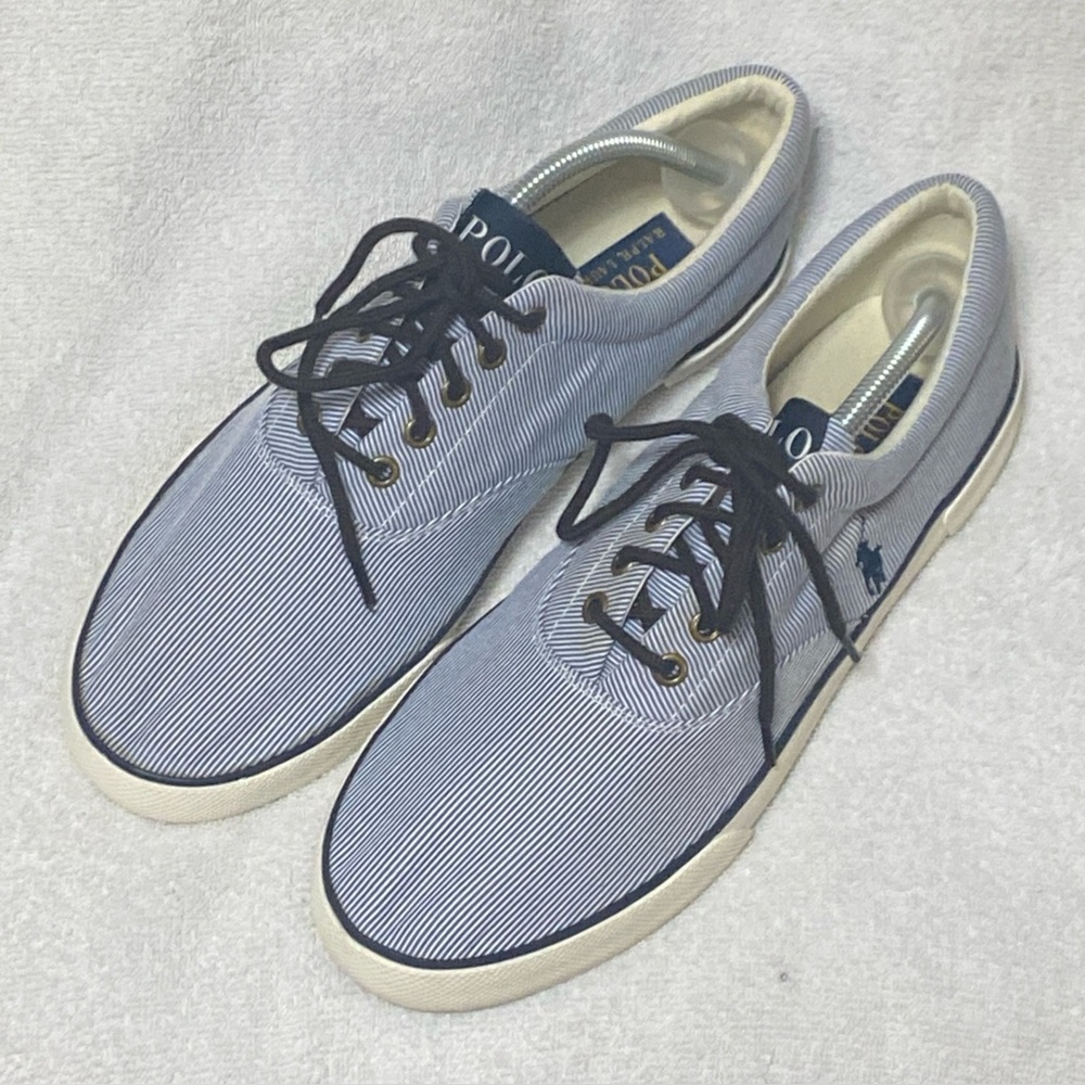 Polo by Ralph Lauren Blue and White Sneakers Classic Canvas Style